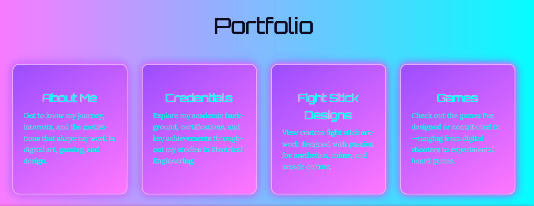Portfolio Page Card-Style Layout