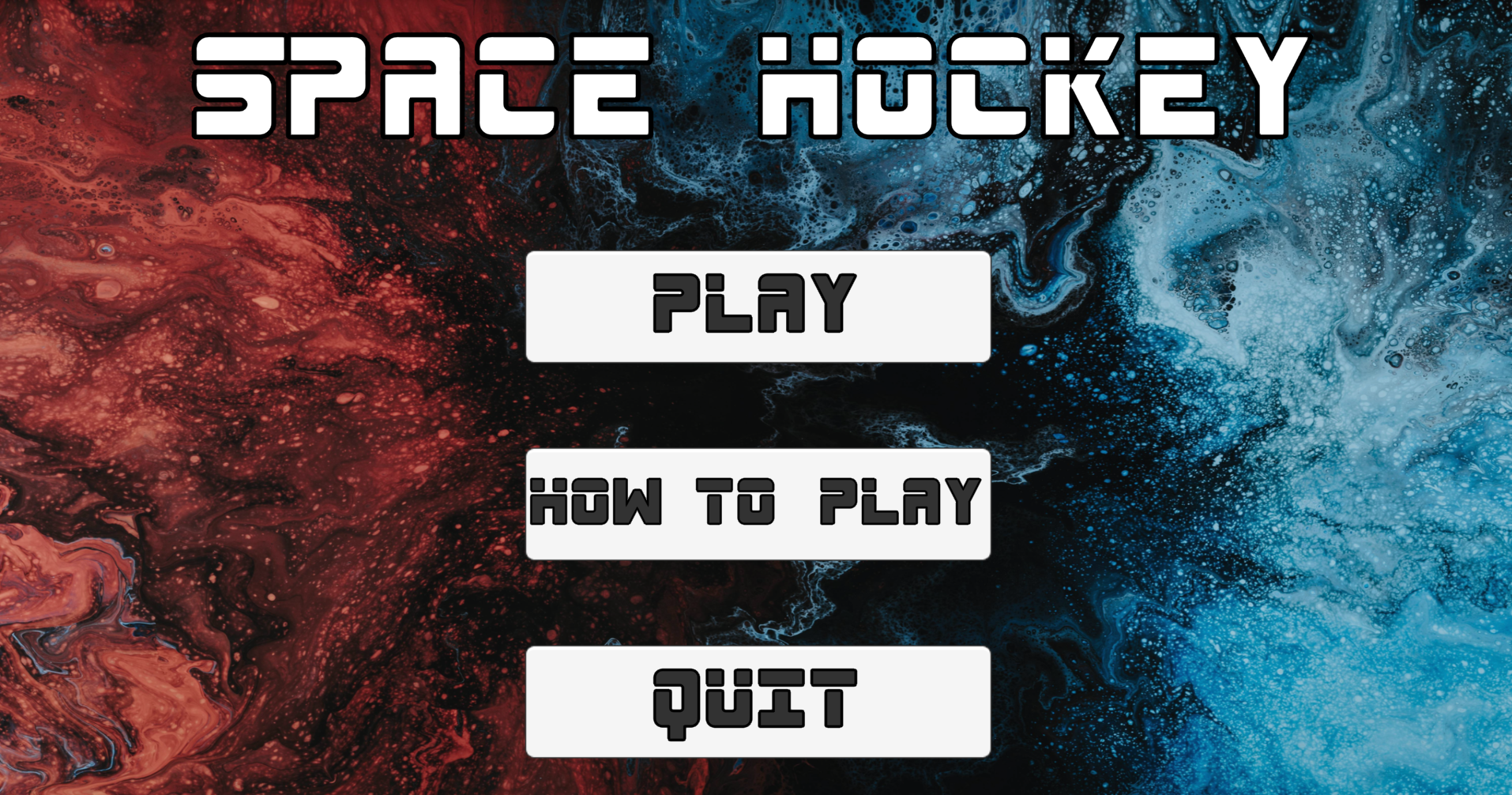 Space Air Hockey game - main menu screen