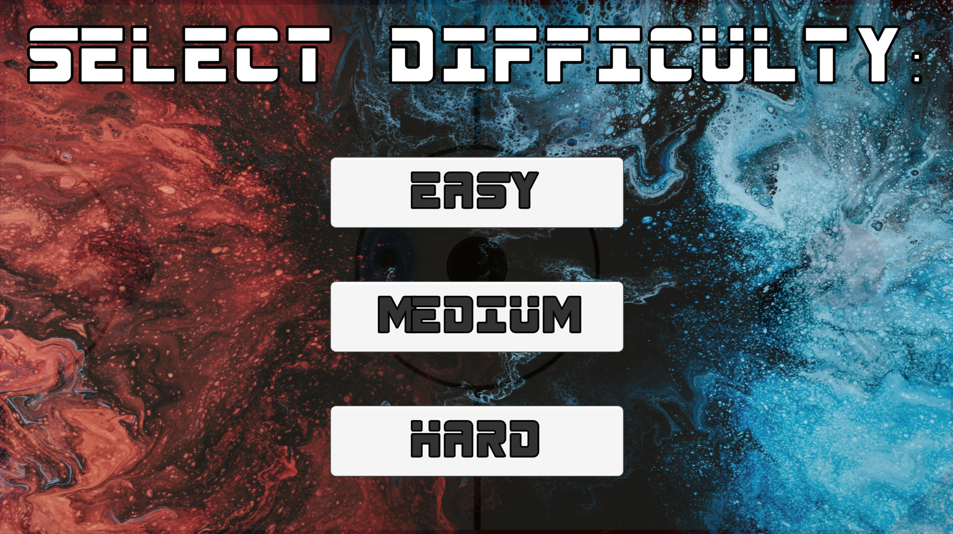 Space Air Hockey game - difficulty selection screen