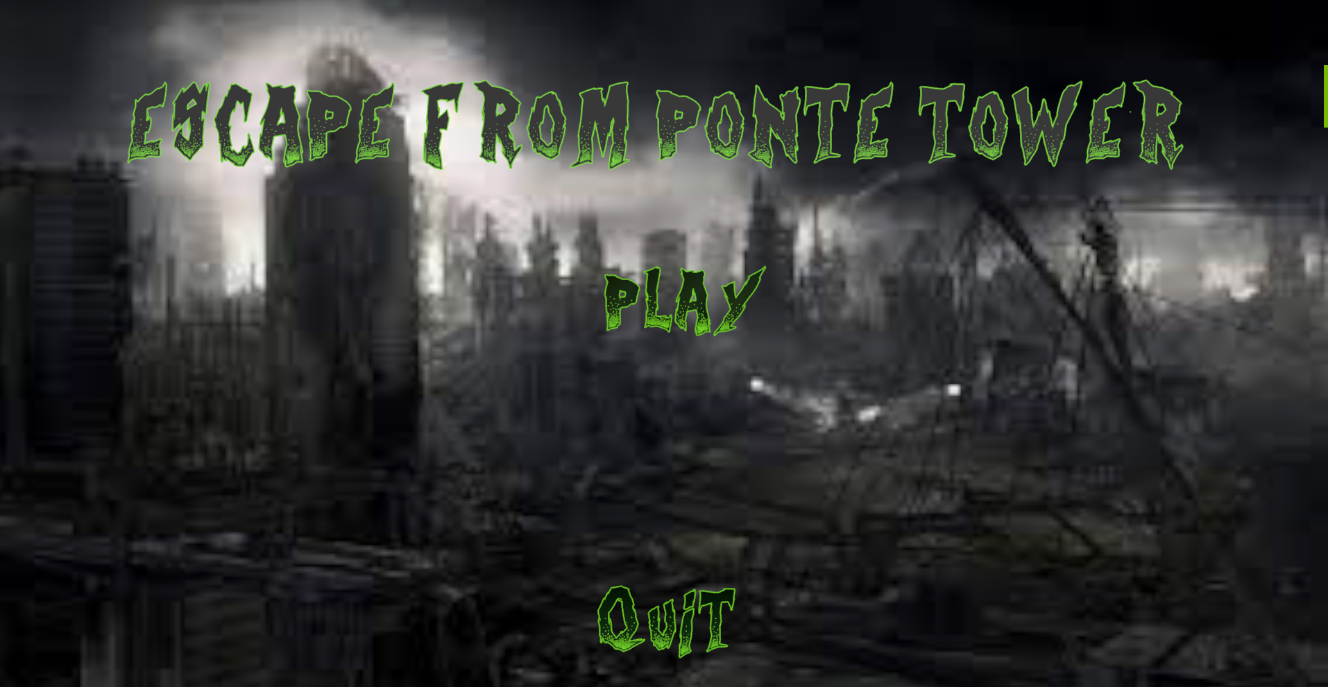 Escape from Ponte game - main menu
