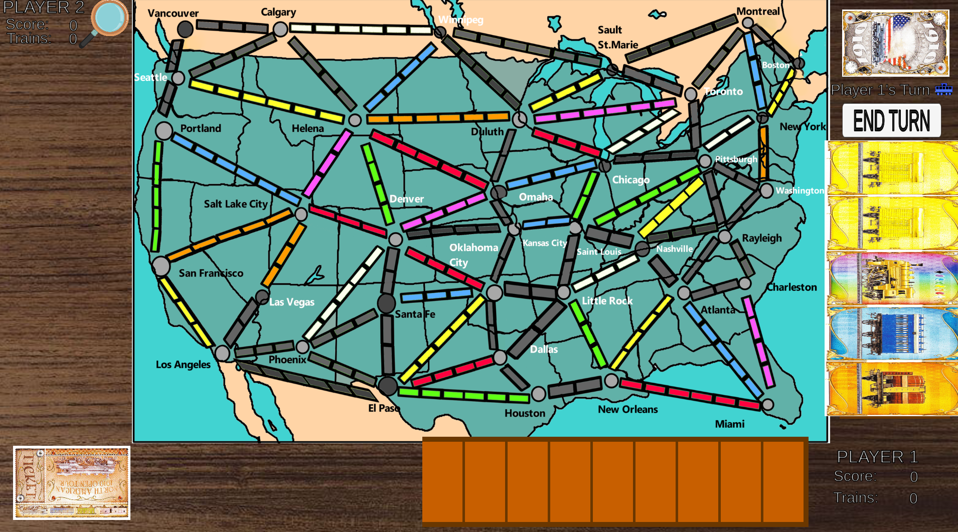 Ticket to Ride Adaptation game - regular board