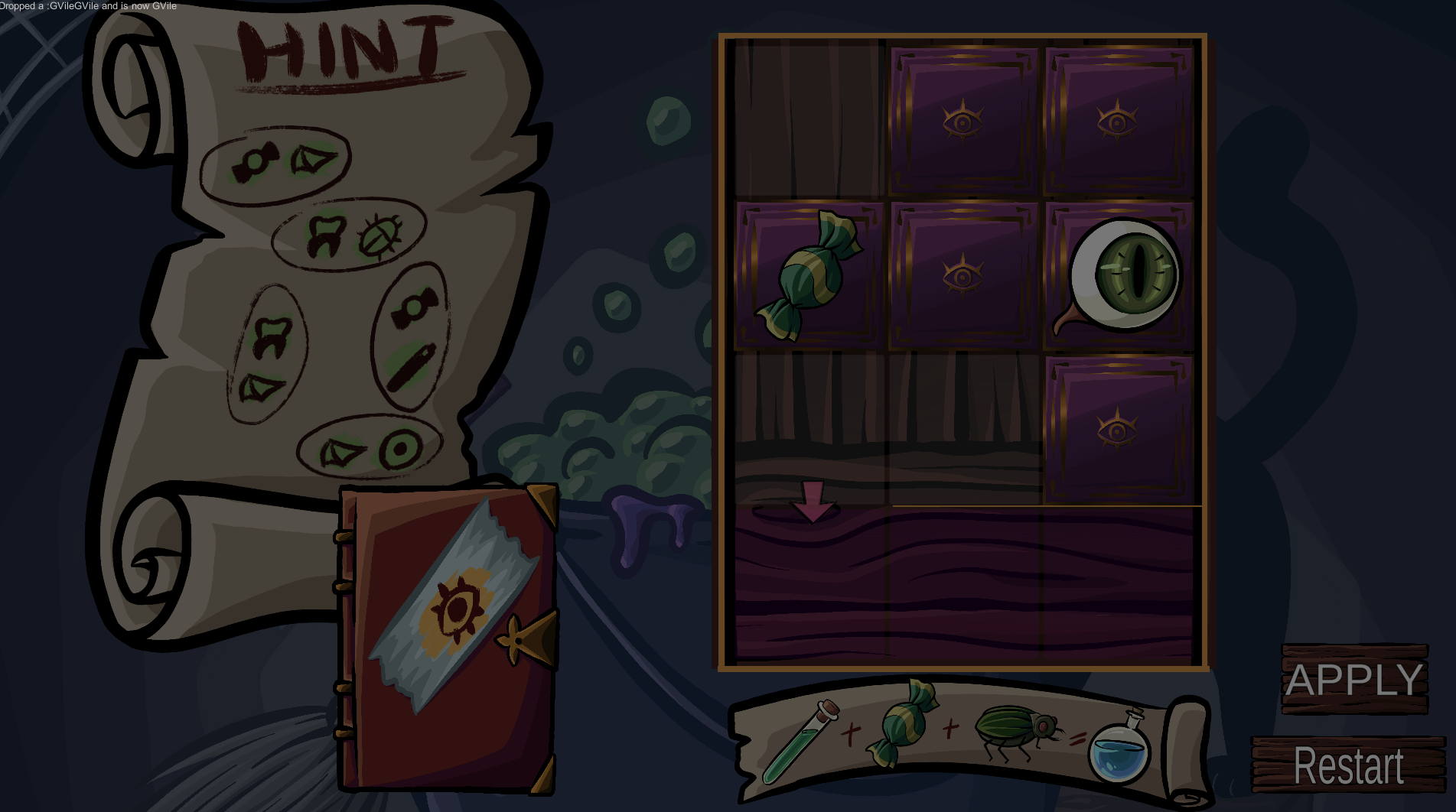 Witch Crafter game - sliding puzzle gameplay